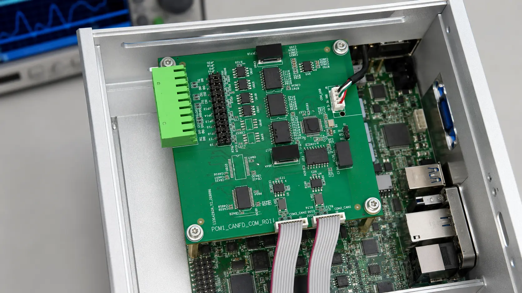 XE826 interface board mounted inside an industrial computer