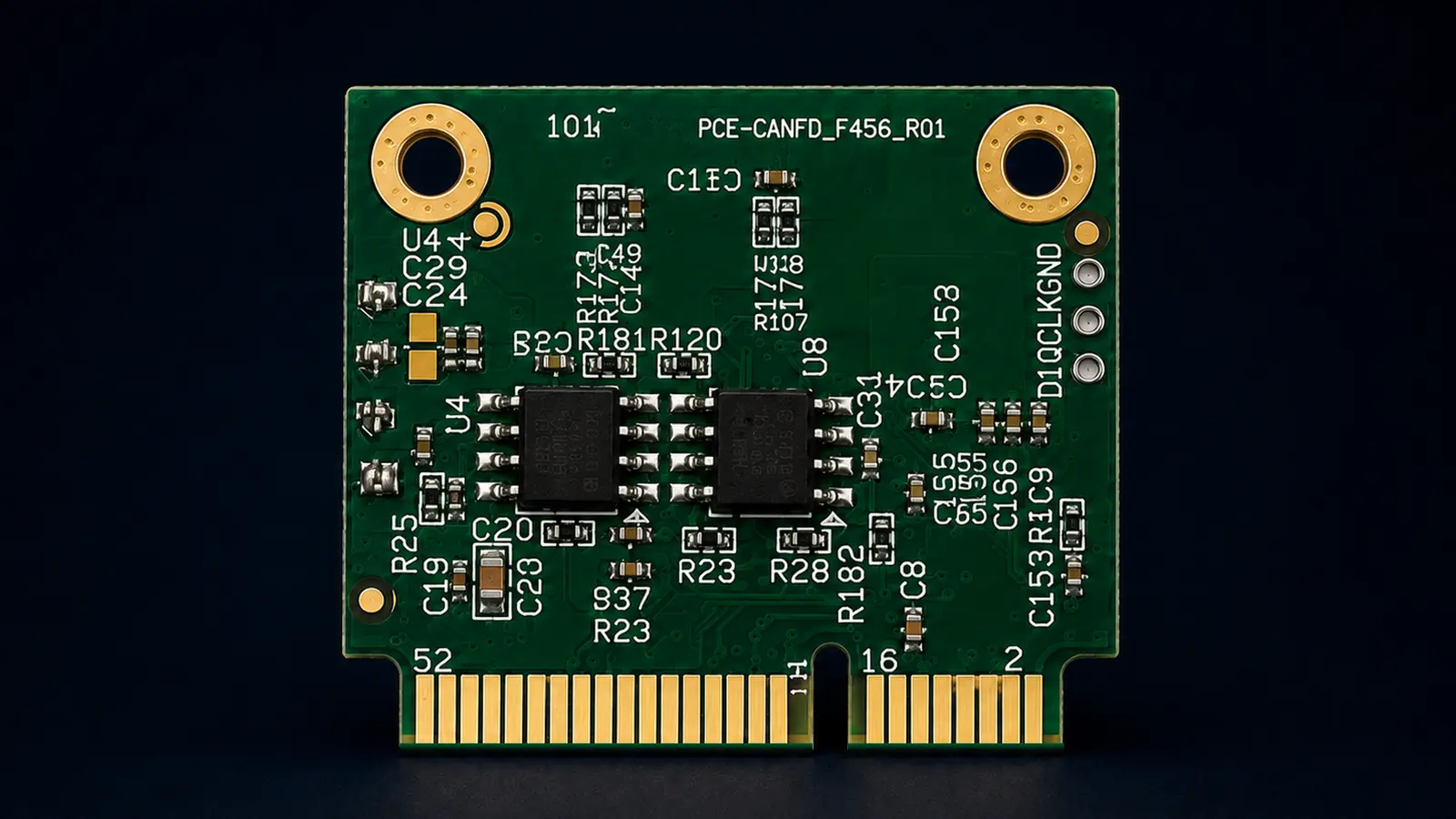 Back of the Xilume Dual Mini PCIe CAN FD module