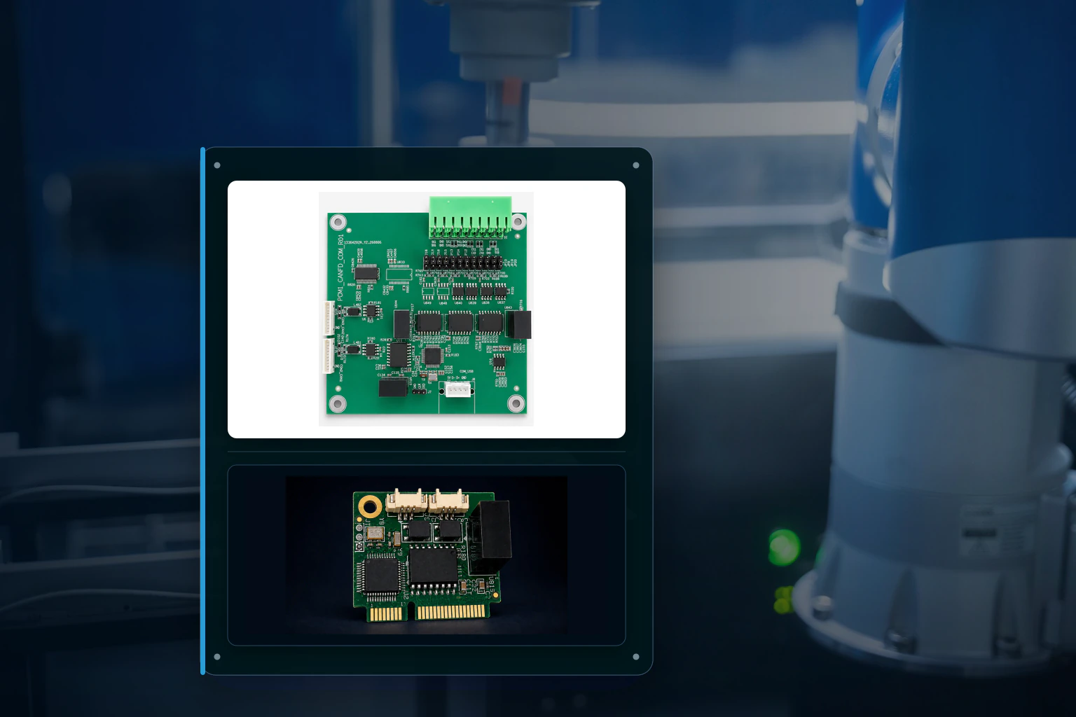 Xilume embedded communication products shown with a real robotic automation process